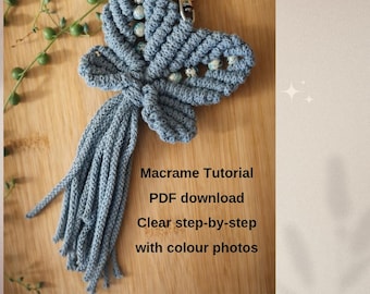 Macrame butterfly charm / pdf download / Macrame tutorial  / DIY craft pattern