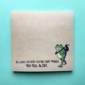 Adventure frog sticky notes - inspired by lyrics from the Mountain Goats