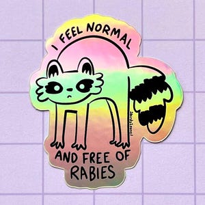 Normaler und tollwutfreier Waschbär holografischer Sticker