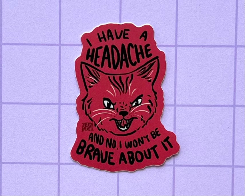 MINI Headache Cat Vinyl Sticker - Etsy