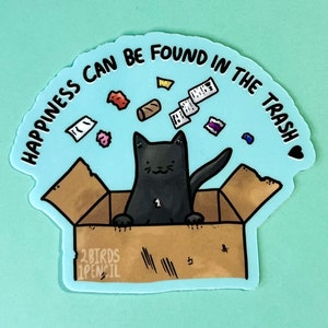 Schwarze Katze in einer Box Vinyl Sticker