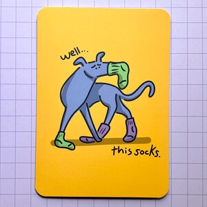 Dog in socks &quot;This Socks&quot; card