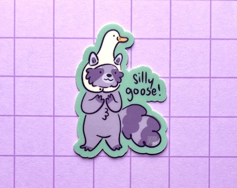 MINI silly goose raccoon vinyl sticker