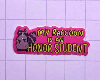 My Raccoon is an Honor Student vinyl sticker