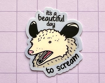 Screaming possum mini vinyl sticker