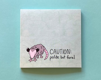 Polite but feral possum sticky notes