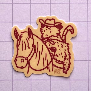 Cowboy possum mini vinyl sticker