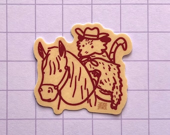 Cowboy possum mini vinyl sticker
