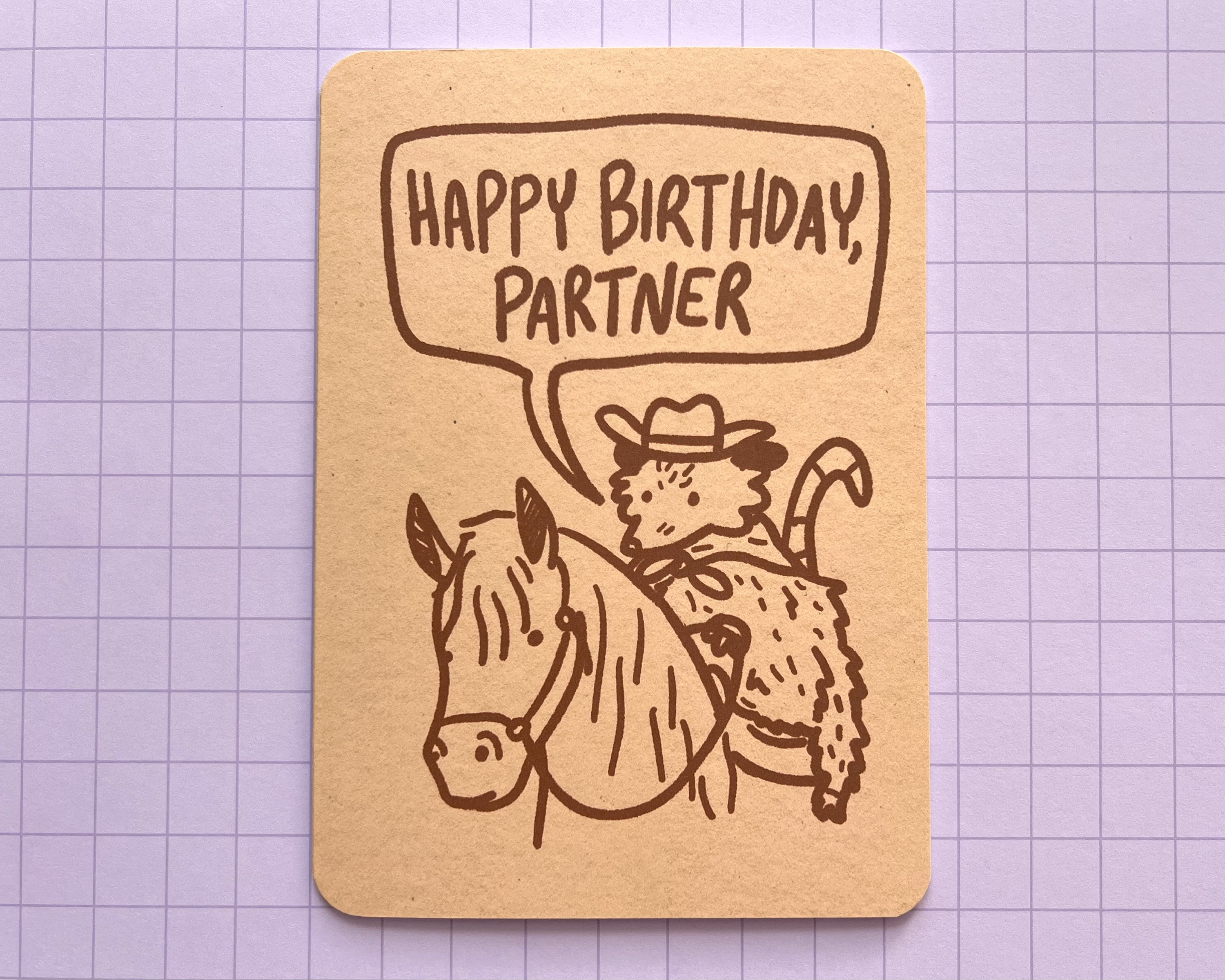 Cowboy possum birthday card