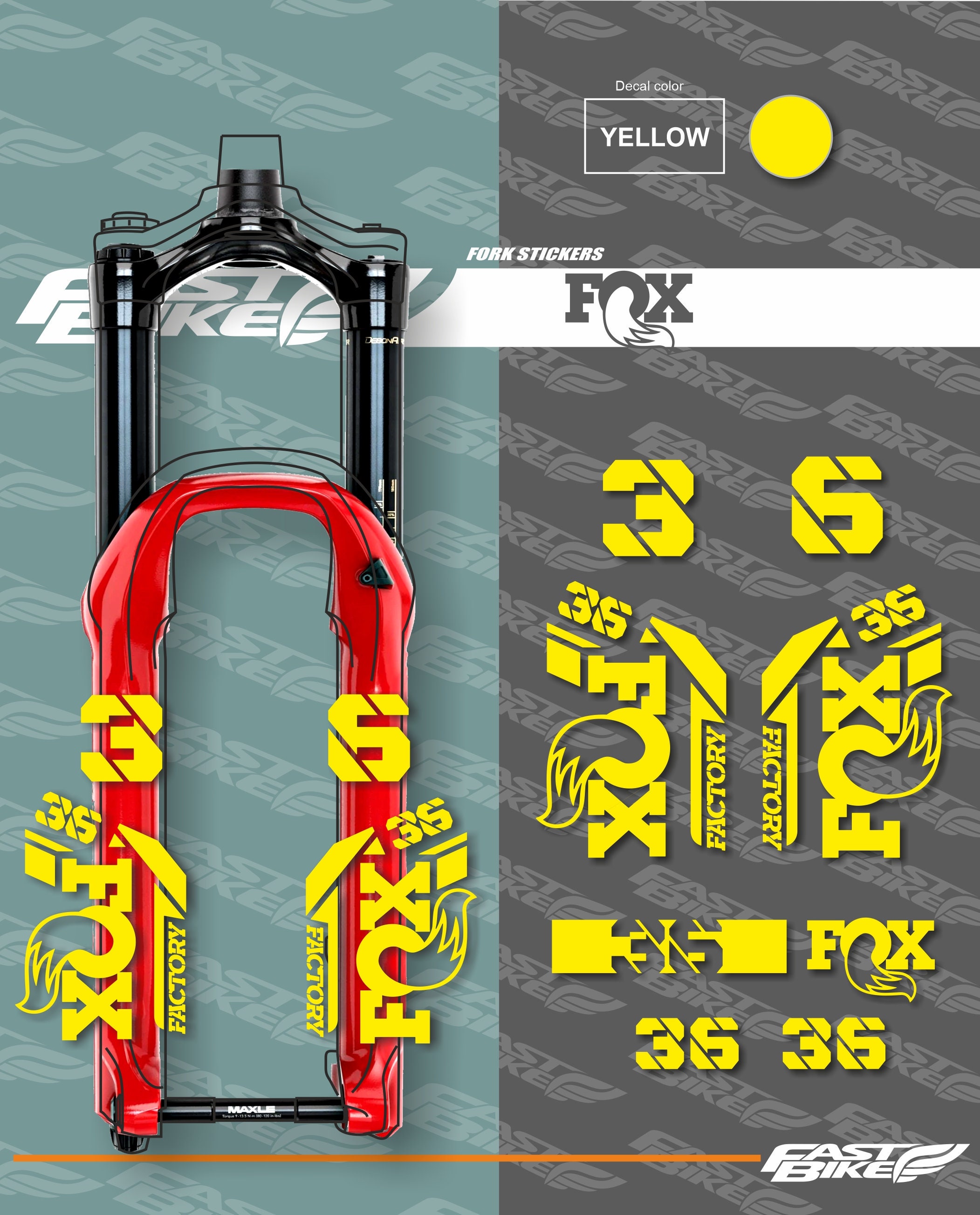 Fox 36 Decal Stickers Bike Fork - Main Image