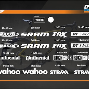 Sponsor decal stickers Sram, Fox, DT Swiss, Rock shox, Continantal Bike brand stickers