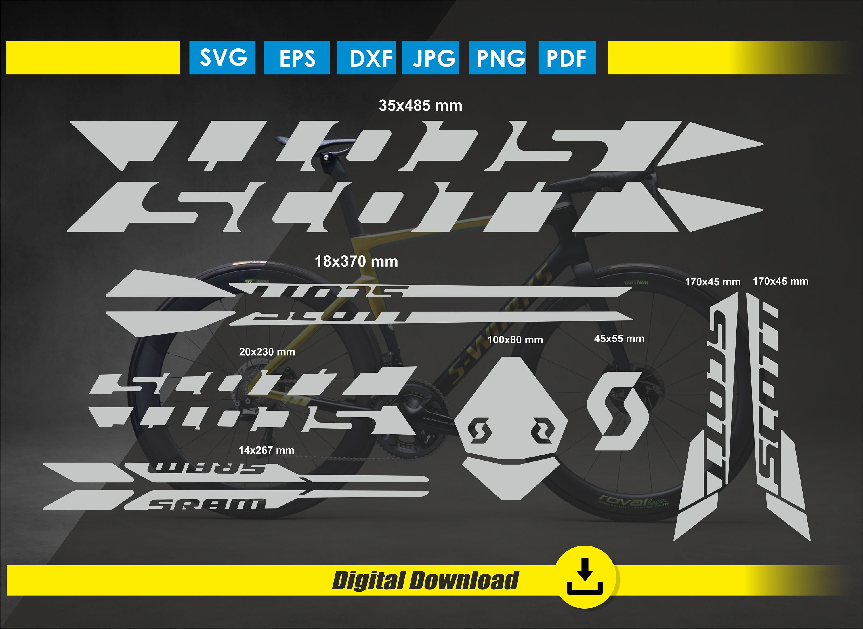 SCOTT x 2 Decals in Black for Bike, Car, Van, Helmet, other