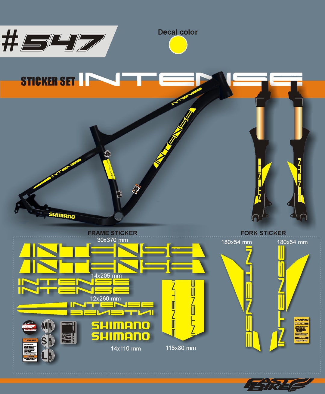 Custom Made Intense Decal Stickers on Bike.intense Decals Etsy