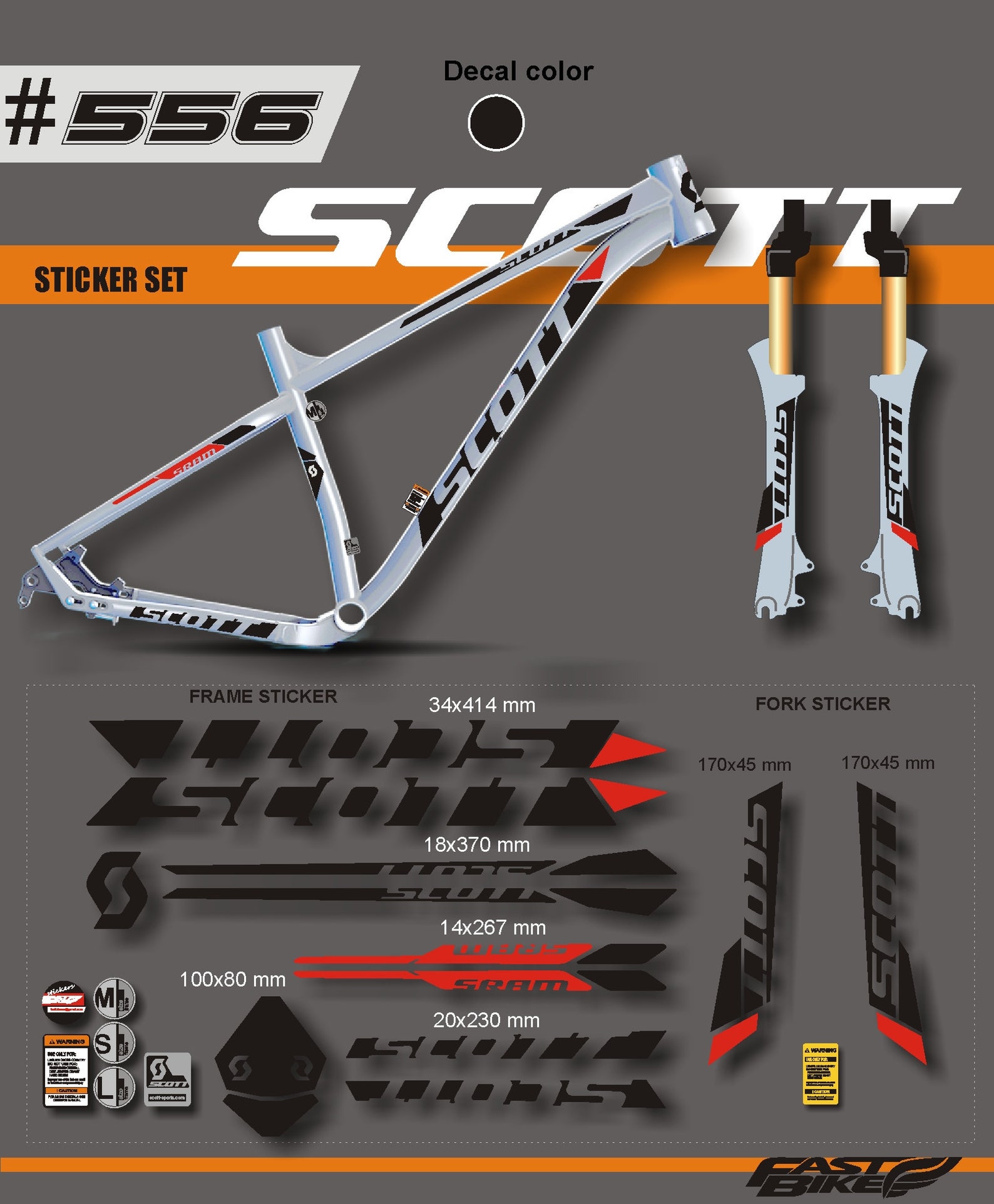 scott bike frame decals