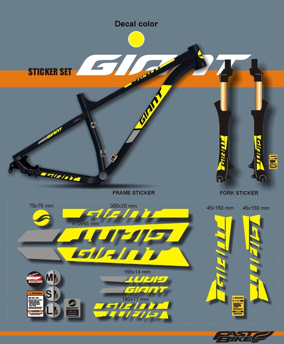 Giant Decal Stickers on Bike. Giant Decals Etsy