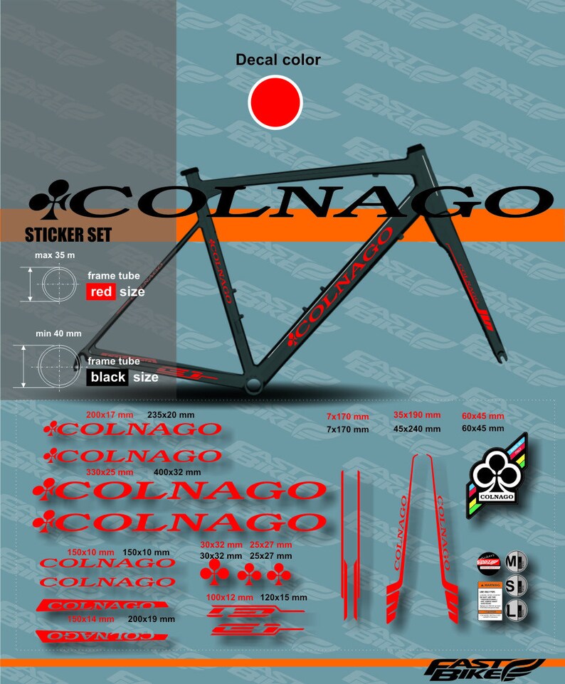 COLNAGO decal stickers on bike. Colnago decals Etsy