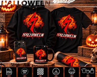 Halloween Biker PNG, griezelige motorfietsafbeelding, grunge Halloween-ontwerp, sublimatie DTF PNG, digitale download