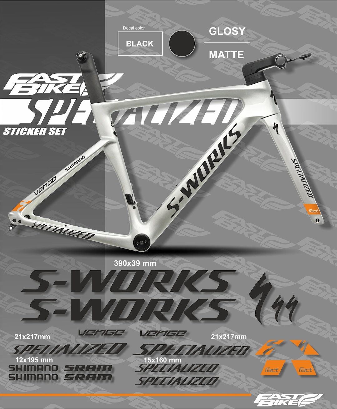 Custom Made S WORKS Venge Style Bike Frame Decals Stickers Etsy