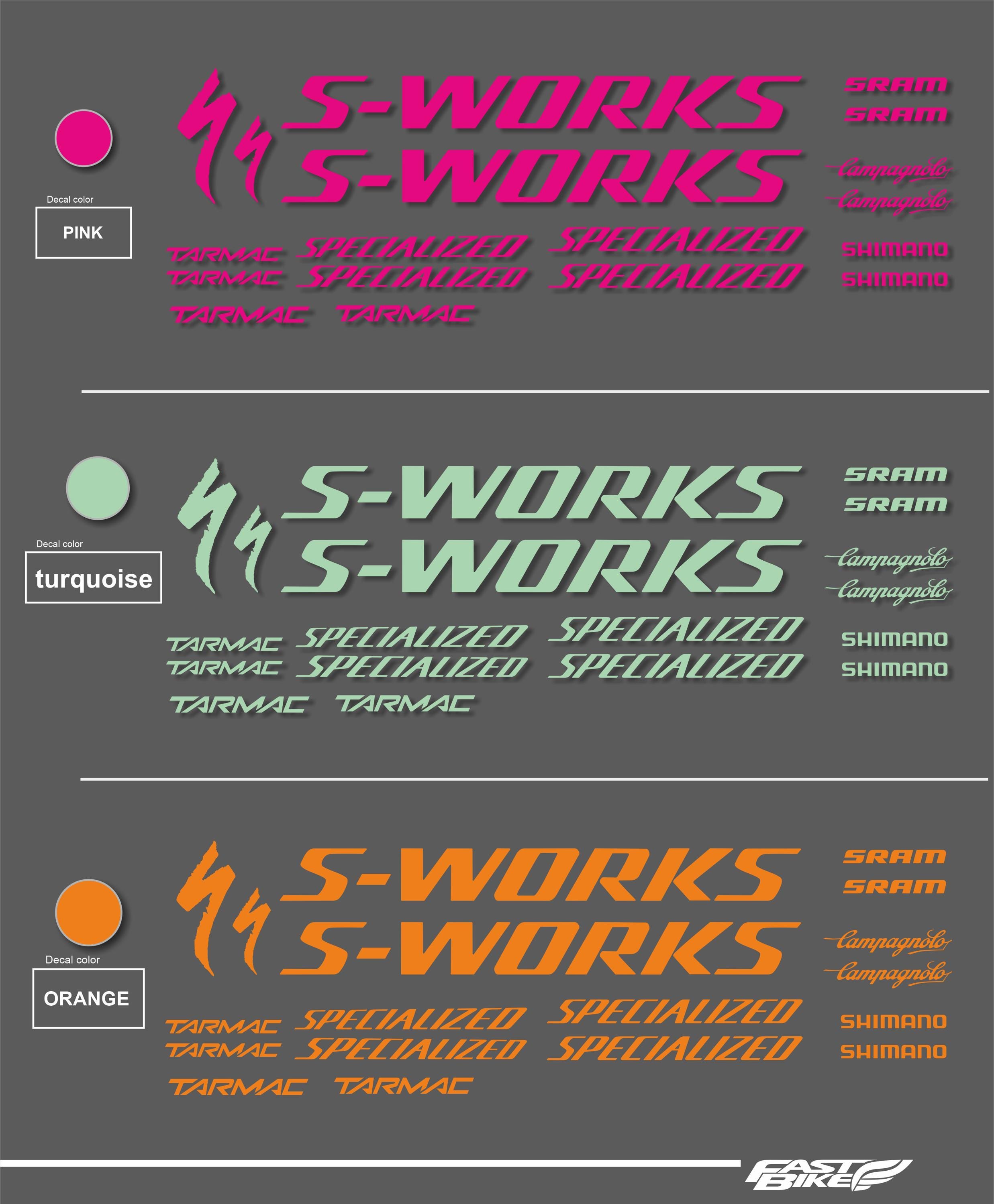 Custom S-works Tarmac Bike Decal Sticker Set - Etsy