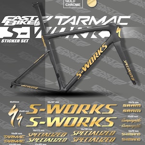 Custom made S-works Tarmac decal stickers on bike. S-works Tarmac decals