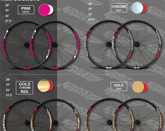 Kit D'autocollants De Jantes Vélo VTT - Néon Rouge Brillant - 27-29 Pouces (RX024) - NEUF