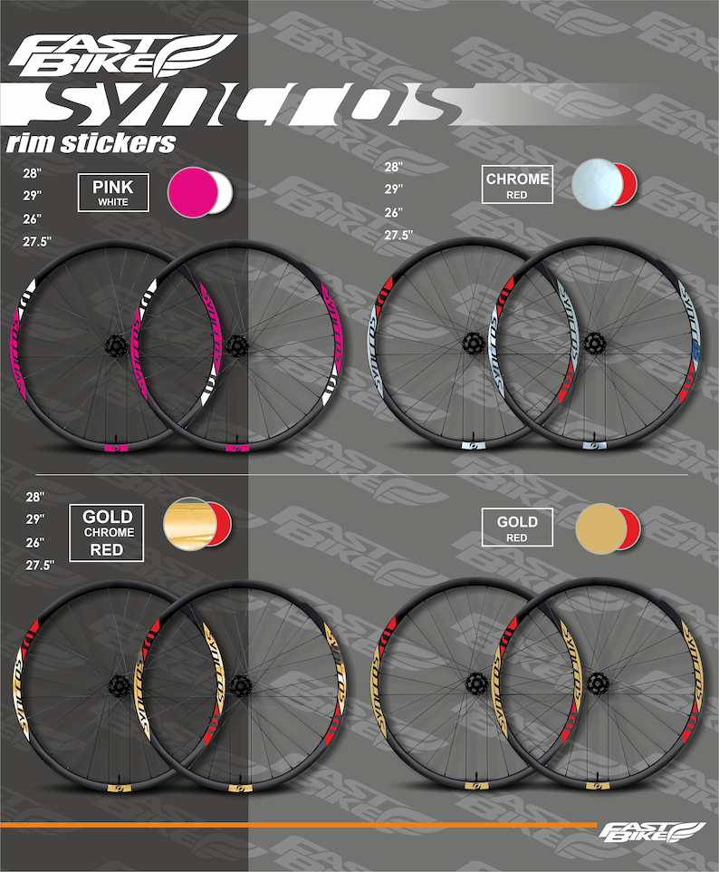 Custom Syncros Bike Rim Decal Stickers: 26-29