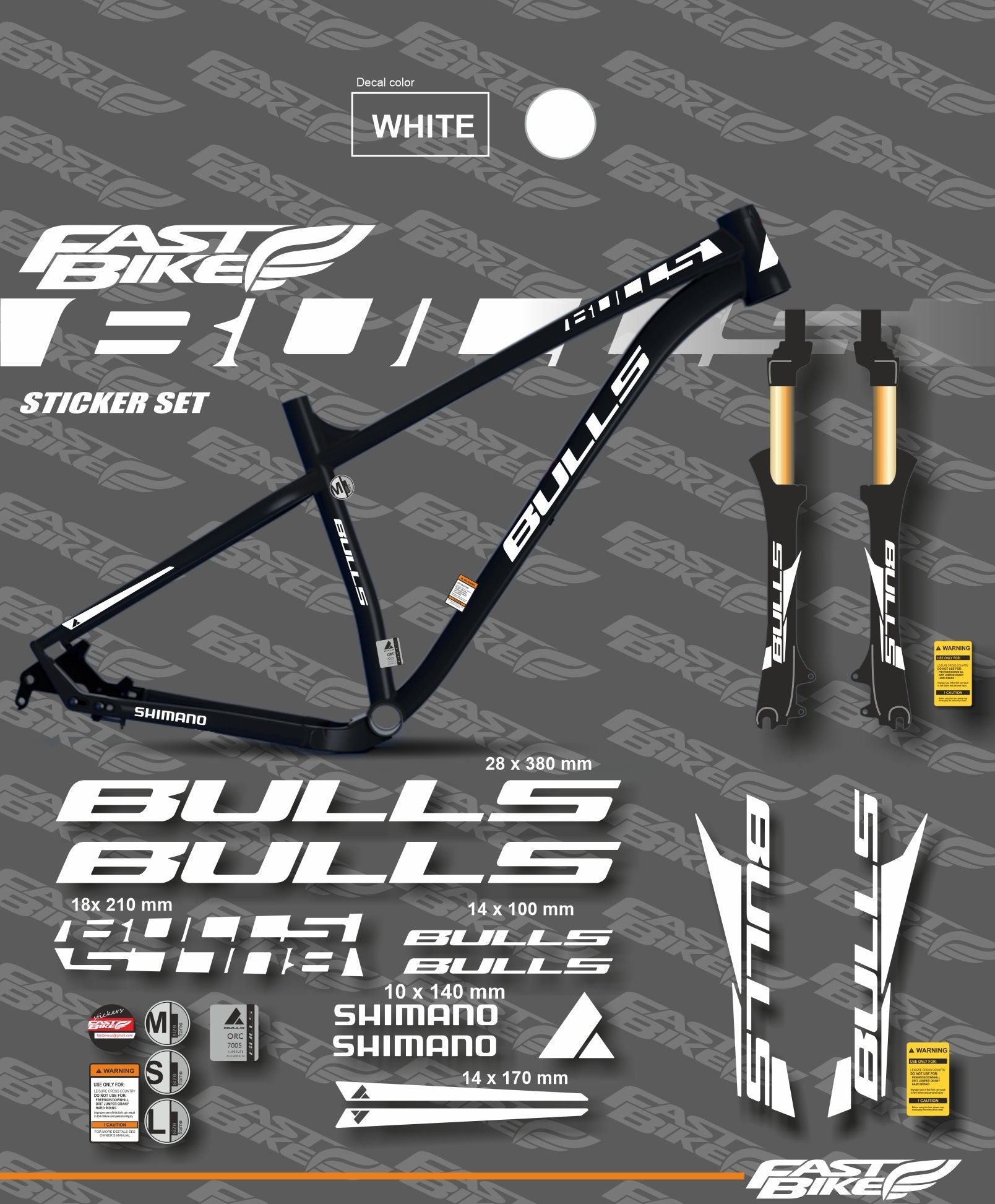 Custom Made Bulls Decals on Bike and Fork. - Etsy
