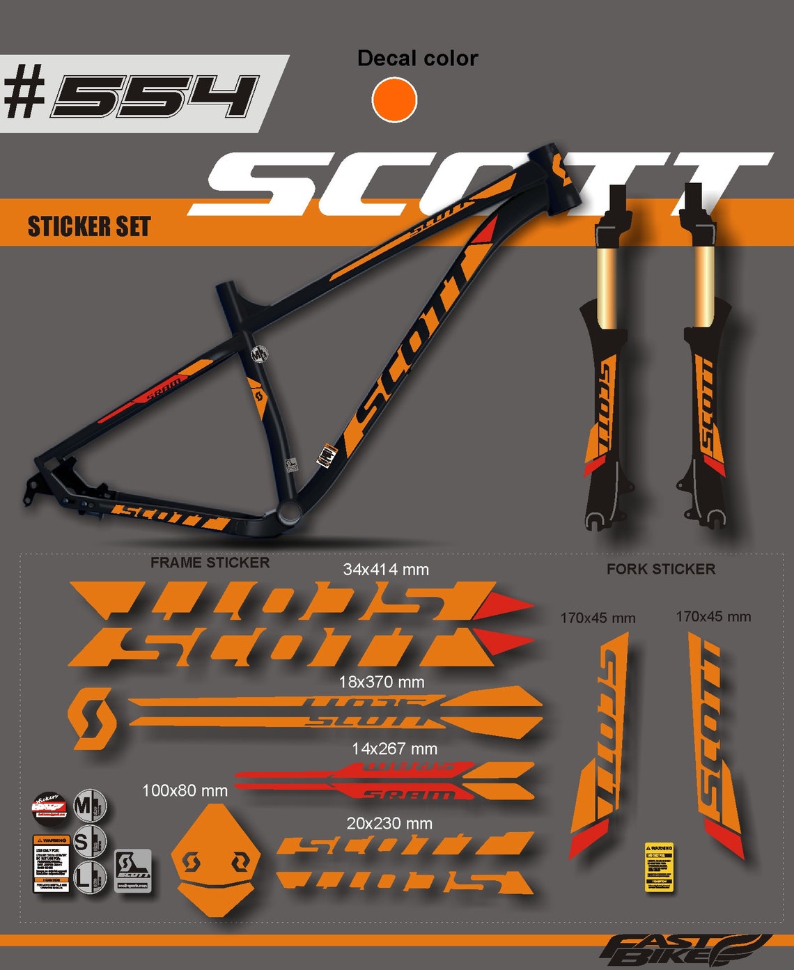 scott bike frame decals