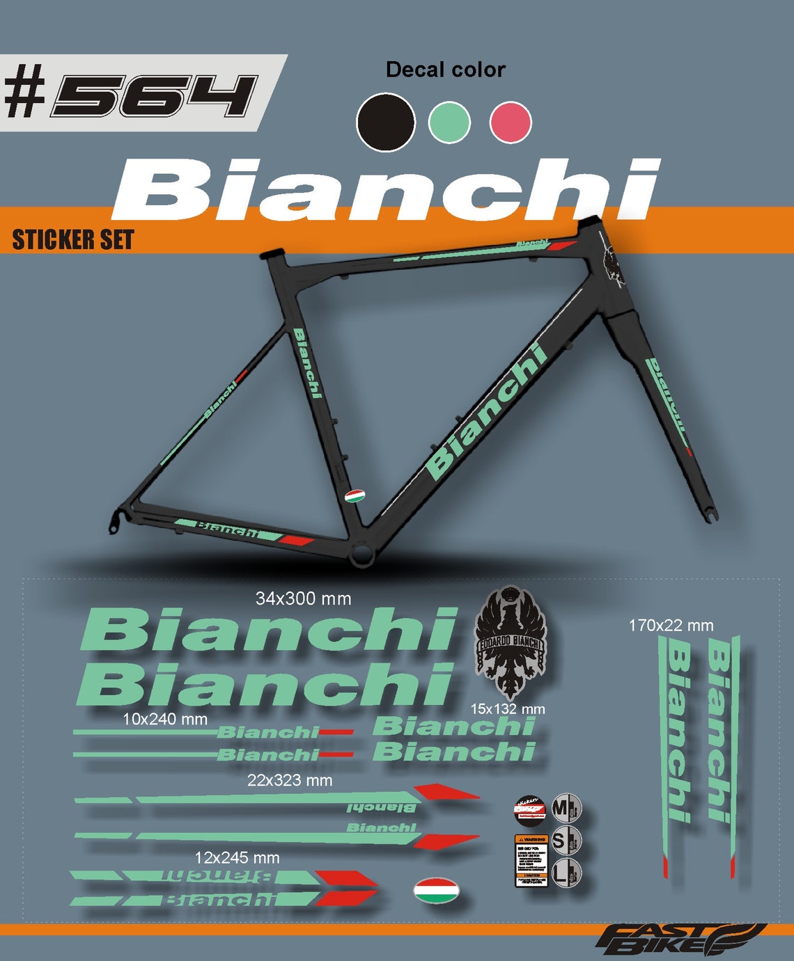 Bianchi Decal Stickers on bike.Bianchi decals Etsy