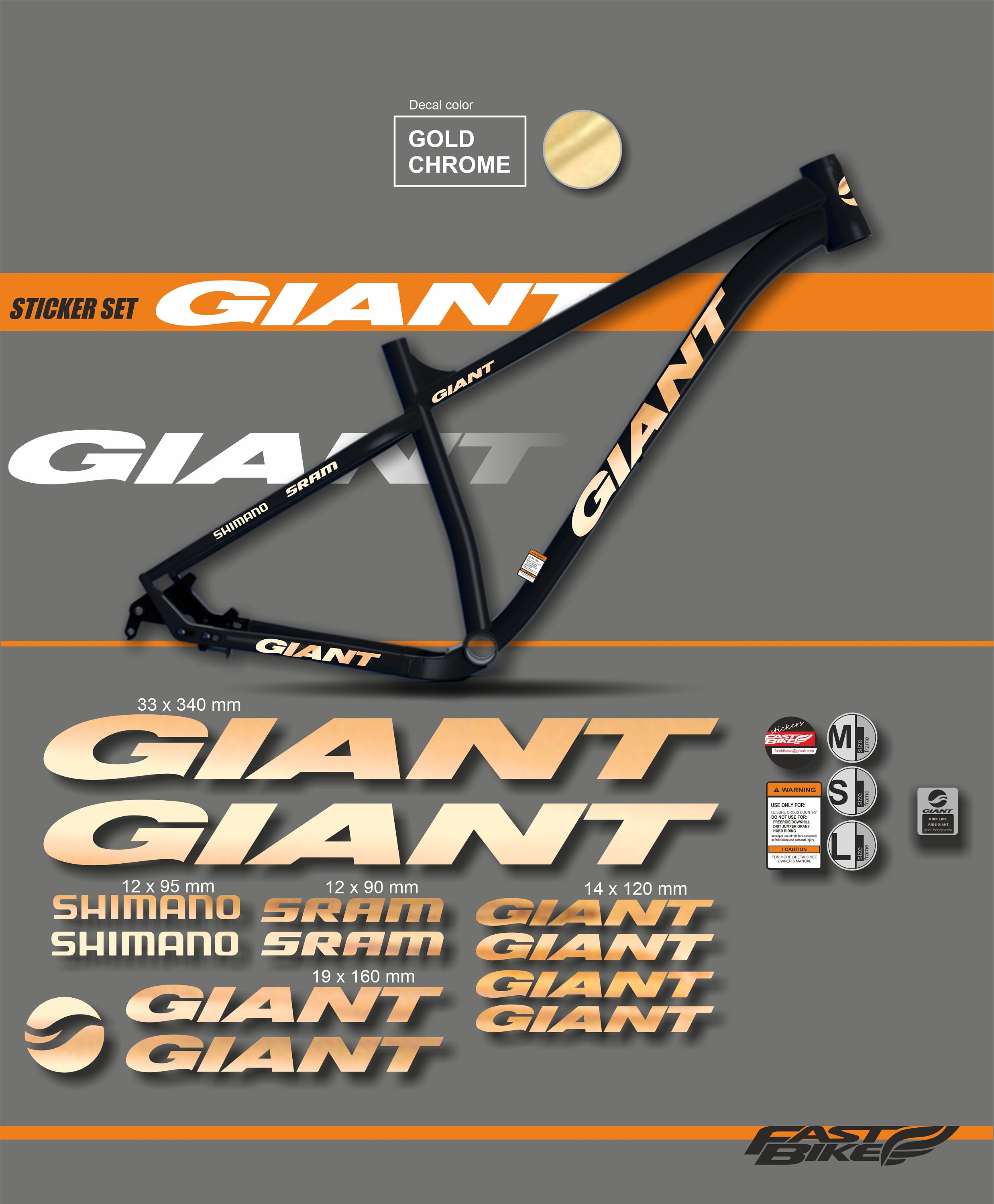Giant Decal Stickers on Bike. Giant 