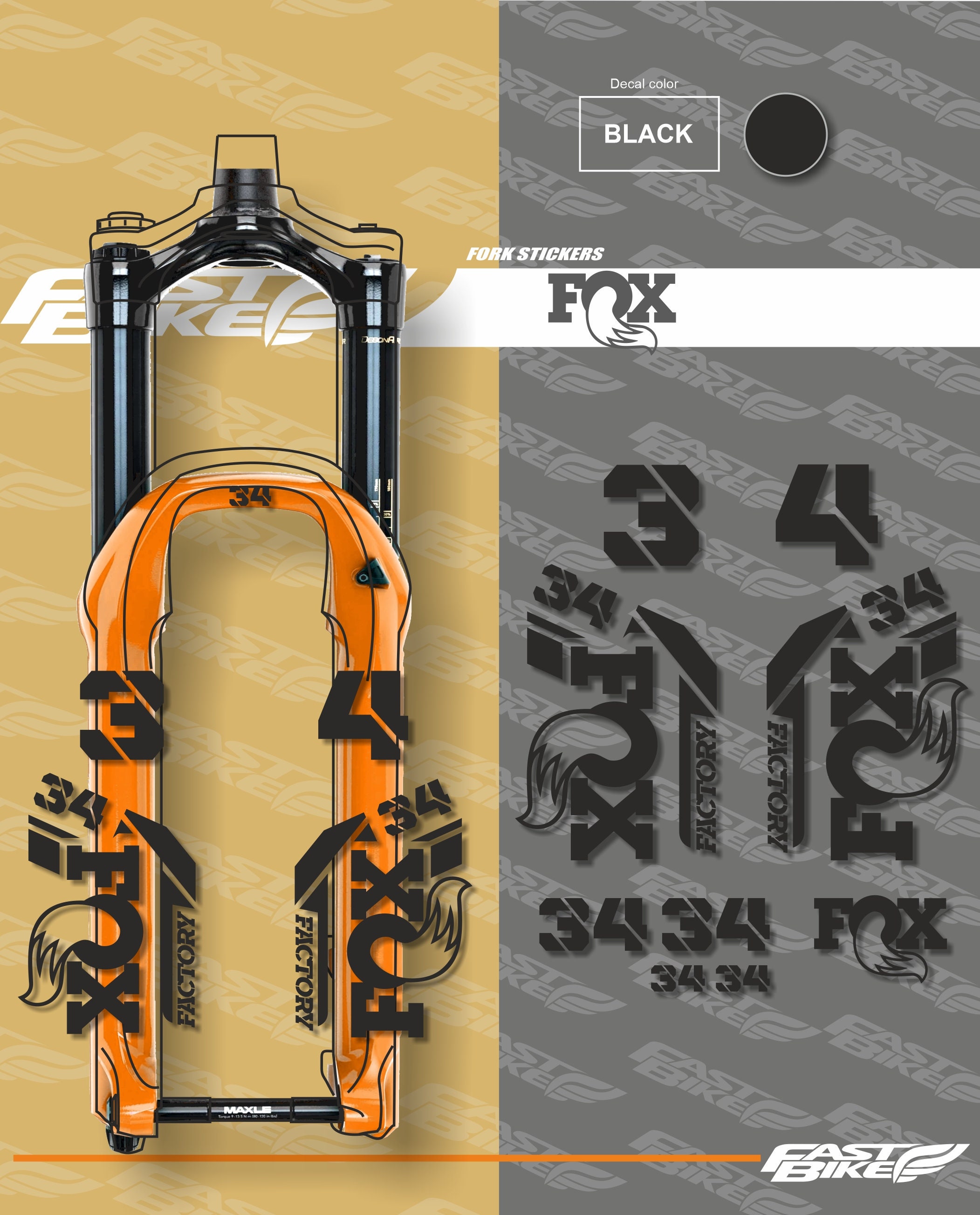 Fox 34 Decal Stickers Bike Fork - Etsy