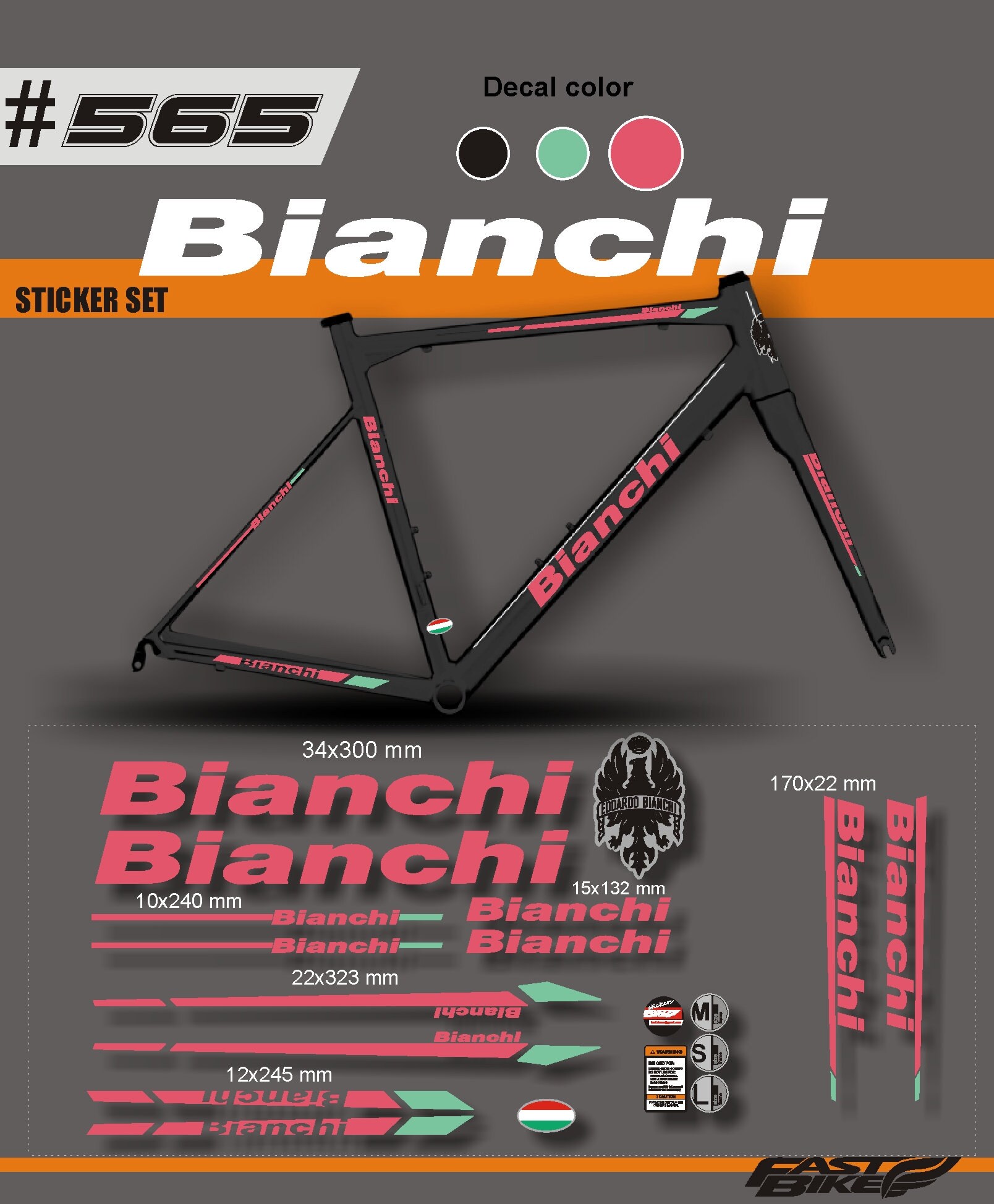 Bianchi Decal Stickers on bike.Bianchi decals Etsy