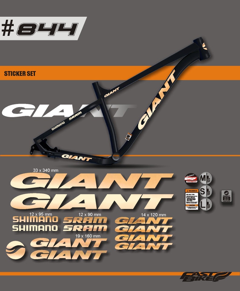 Giant decal stickers on bike. Giant decals Etsy