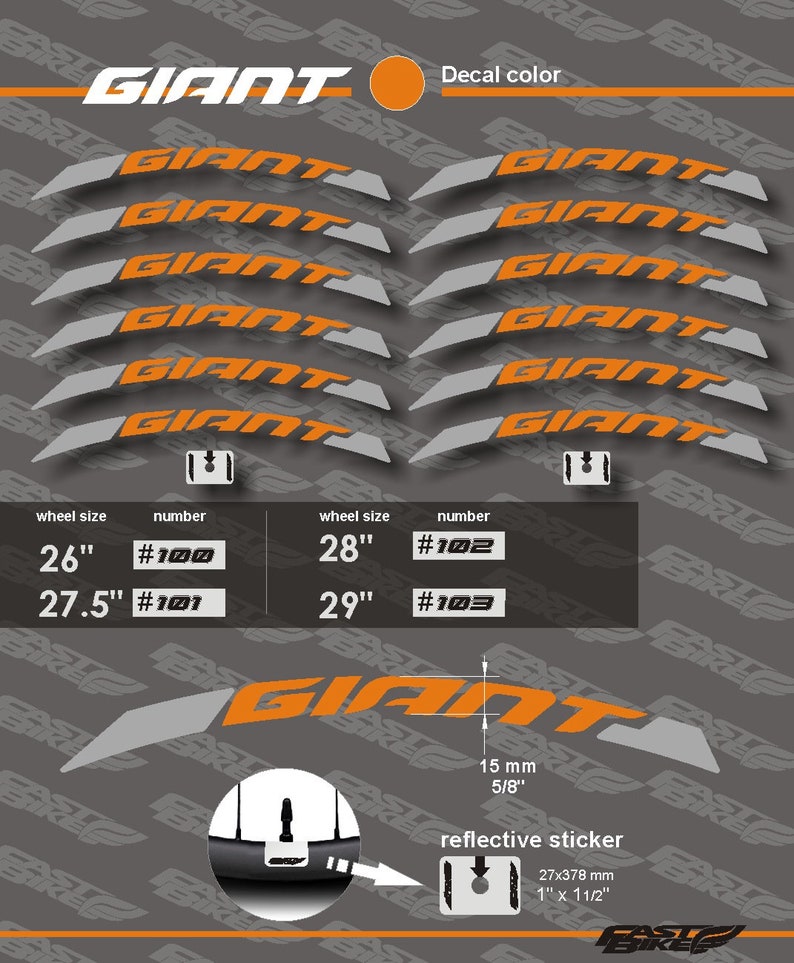 GIANT Bike rim stickers Bike accessories Bike stickers Bike Etsy