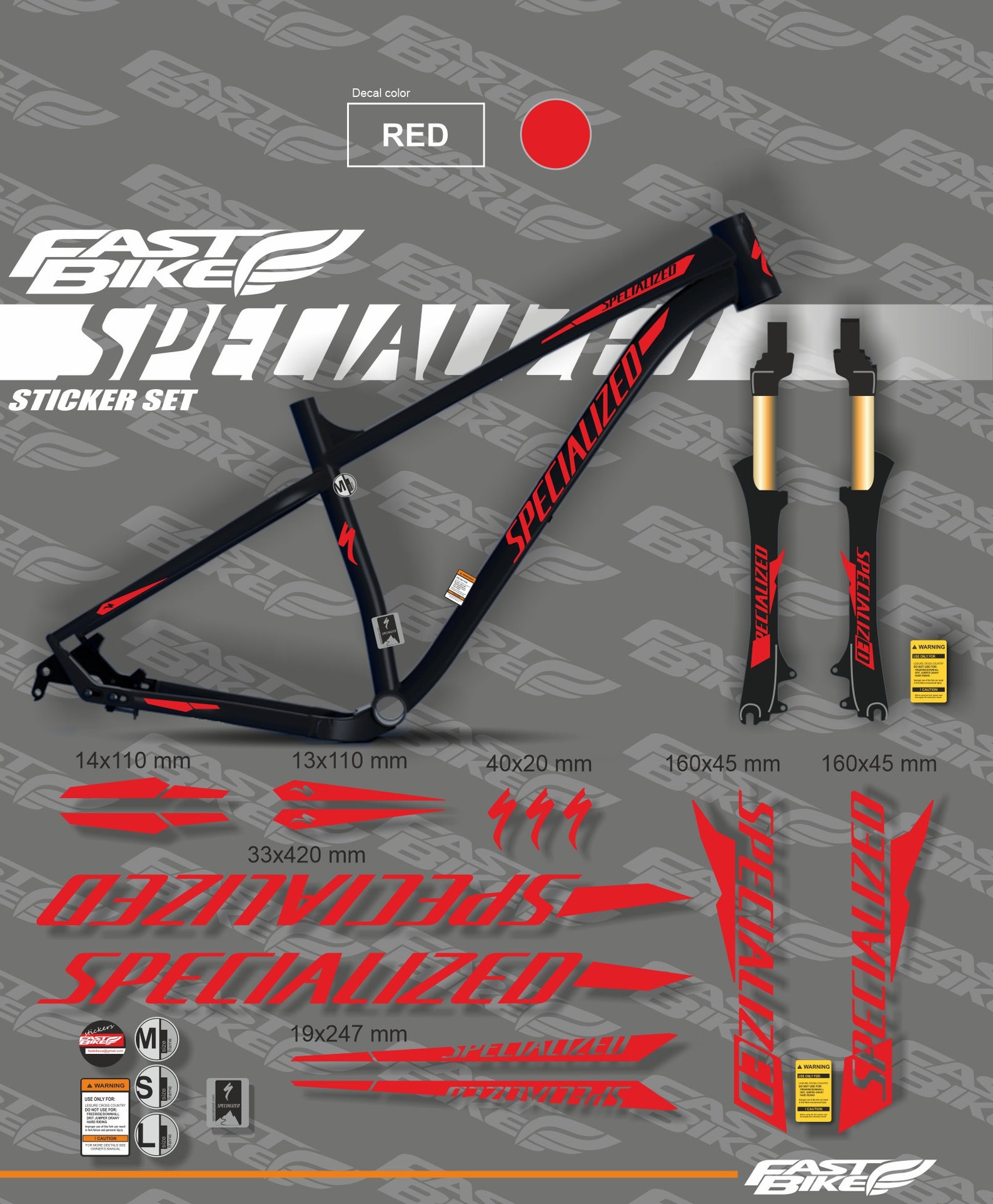 Custom Made Specialized Decals on Bike. Frame and Fork Etsy