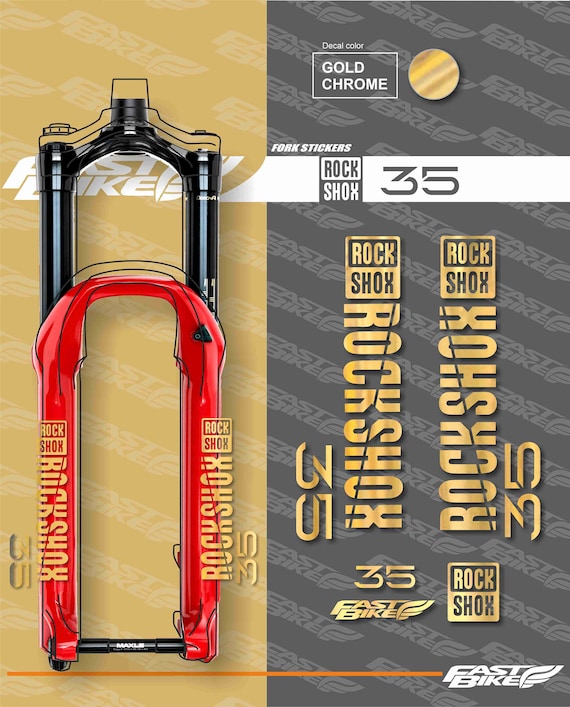 Kit Stickers Rockshox Pour Fourche 35 Mm Jaune