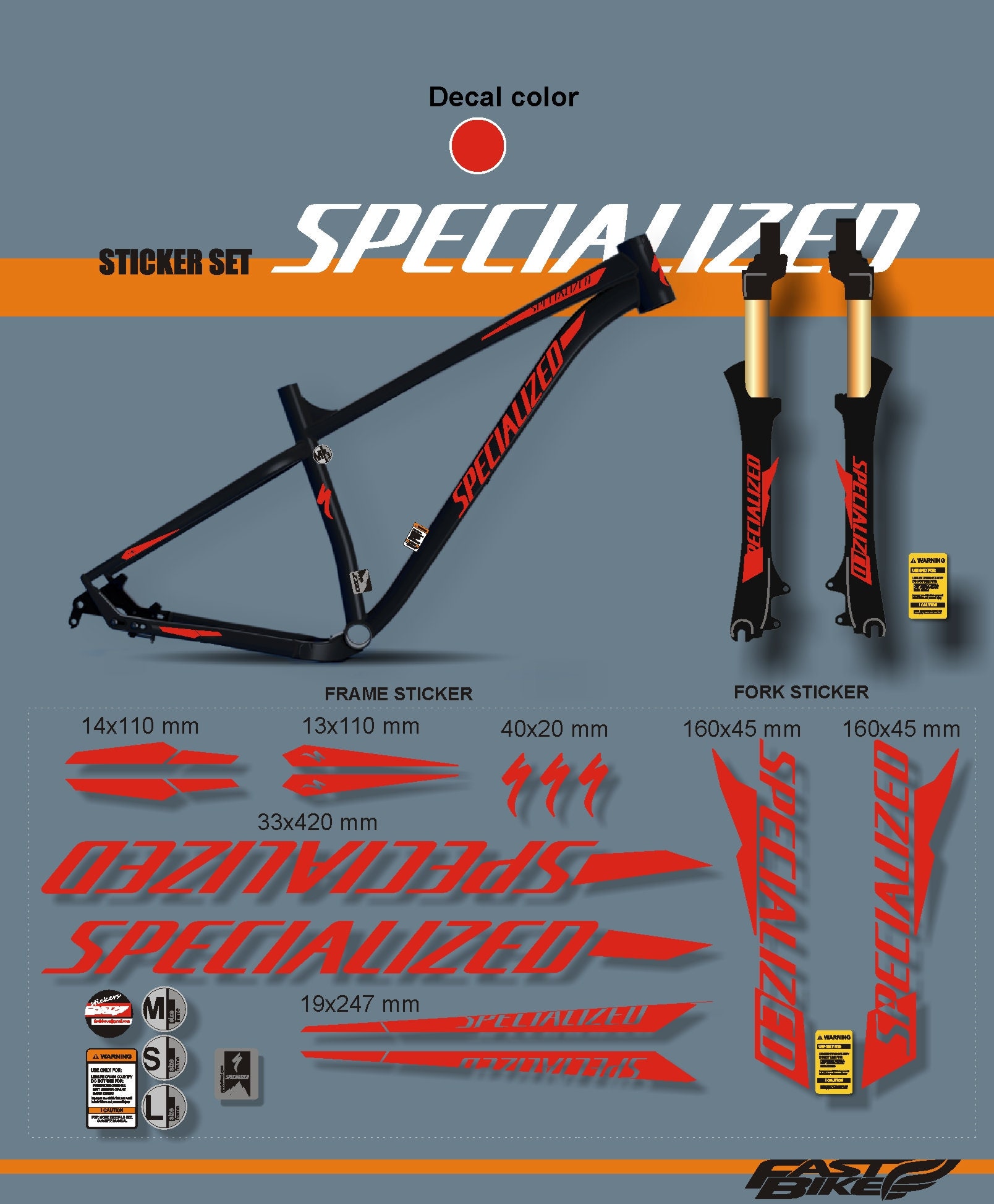 Specialized stickers on bike.Specialized decals Etsy