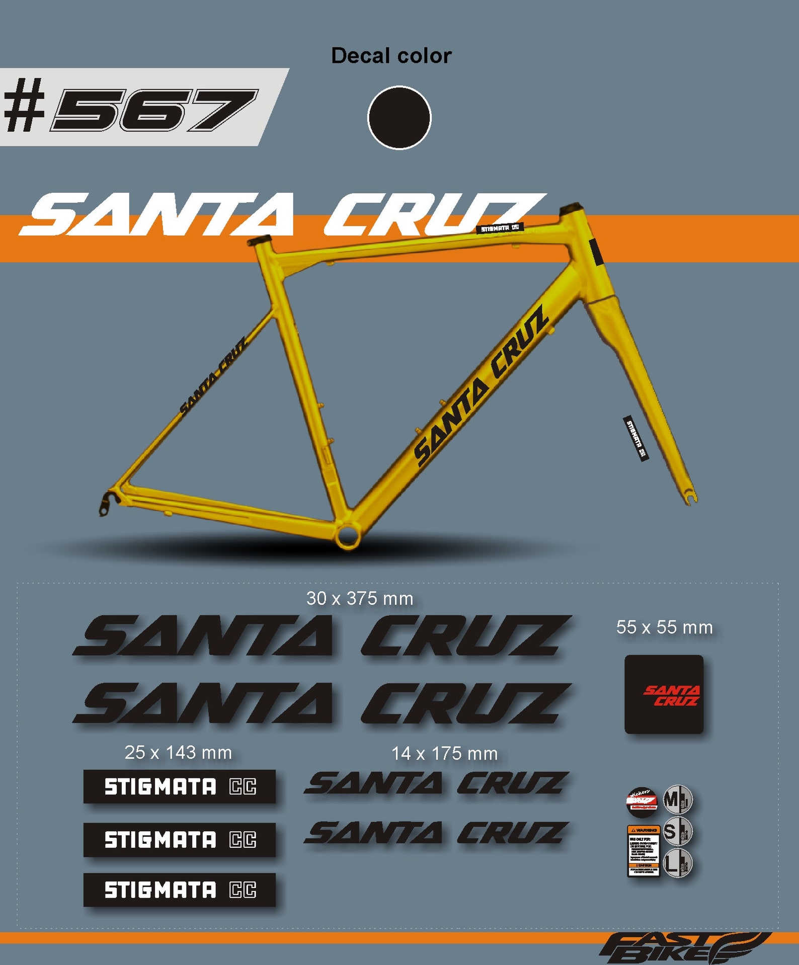 santa cruz decals bike