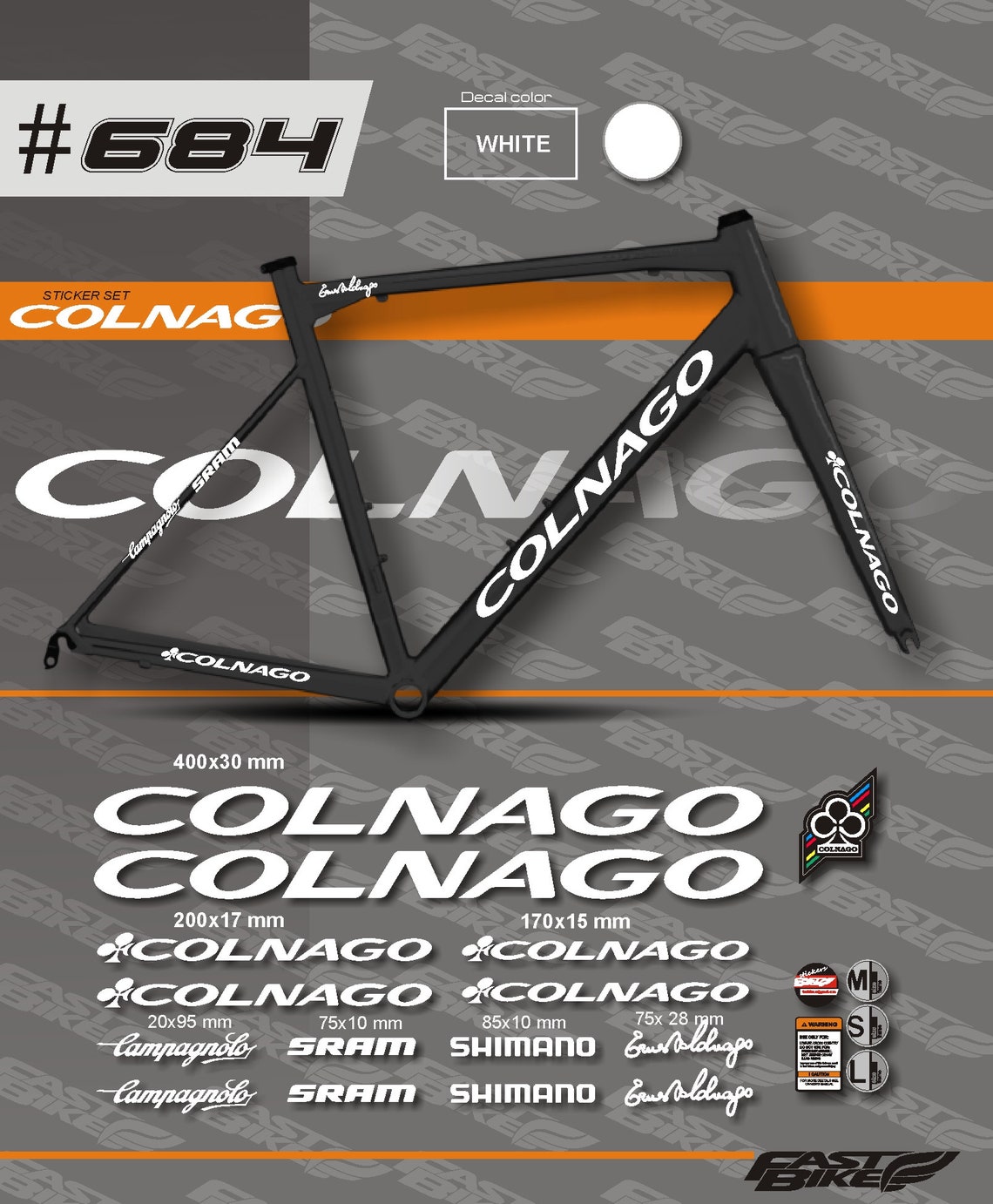 Colnago decal stickers on bike. Colnago decals Etsy