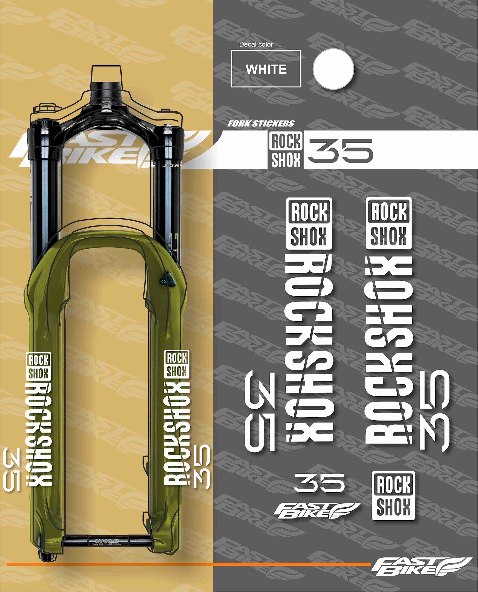 Autocollants De Rechange Pour Fourche Rock Shox 35 | 2018 Flames Brillant | Vinyle Résistant