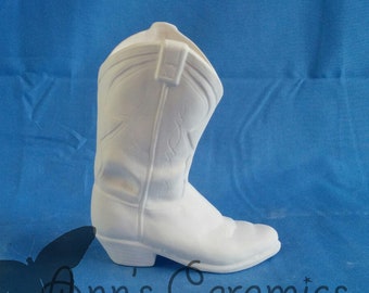 Small Western Boot (right) - Made To Order - Paint Your Own Bisque