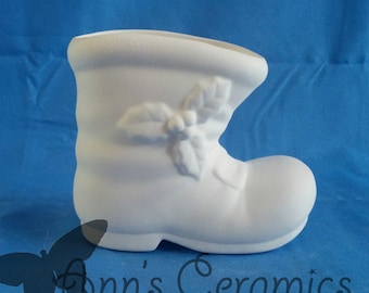 Medium Santa Boot - Made To Order - Paint Your Own Bisque