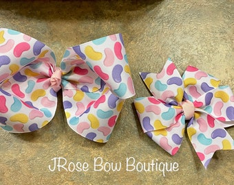 Jelly Bean Double-Pinched Hair Bow Spring Hair Bow Easter Hair Bow