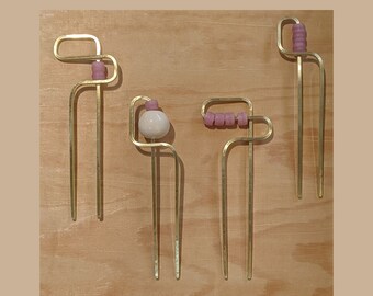 Rosey Glass Bead Hair Forks