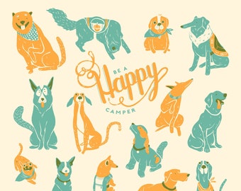 Happy Camper Dog Print