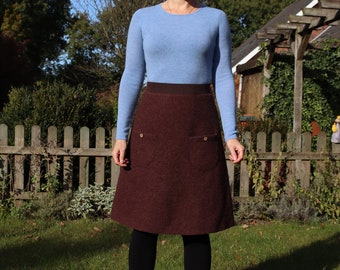 Freydis & Sun - women's skirt, walkloden made of pure new wool, brown with pockets, made in Germany