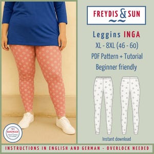 Plus Size Leggings Sewing Pattern PDF * XL-8XL * Size Inclusive 16-30 * DIY Leggings Pattern