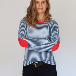 Freydis & Sun - striped shirt, blue-light blue striped, cotton jersey, also in plus sizes, oversize, plus size, made in Schleswig-Holstein