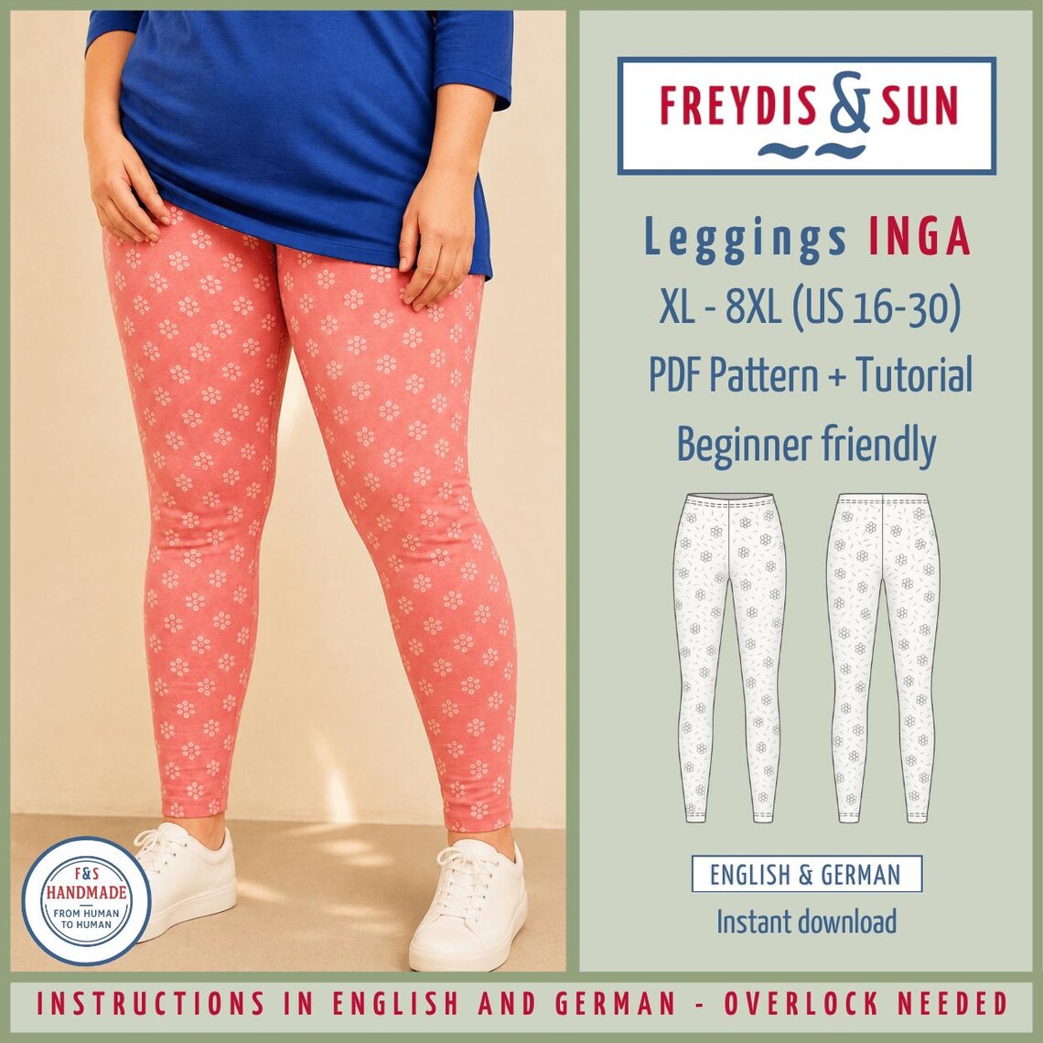 Plus Size Leggings Sewing Pattern US 16-30 / Curvy Sewing Pattern XL ...