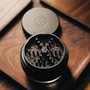 Stoner Gift | Luxury Grinder | Hand Blown Glass Base | Viewable Grind | Nice Stoner Gift | Herb Grinder | Pairs with Storage Set